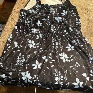Chic Black Midi Dress with White Floral Design